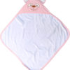 TOALLA DE FELPA 100% ALGODÓN PIMA DE 600 GRS X MT2 CAPUCHA BORDADA EN GAMUZA PIMA  MEDIDA 75X75-OSO ROSADO